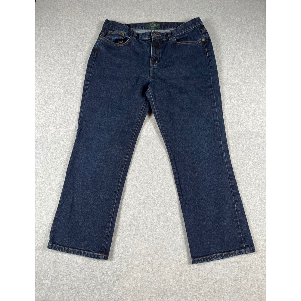 Lauren Ralph Lauren Jeans Womens 14P Dark Wash Straight Leg Petite Denim Blue
